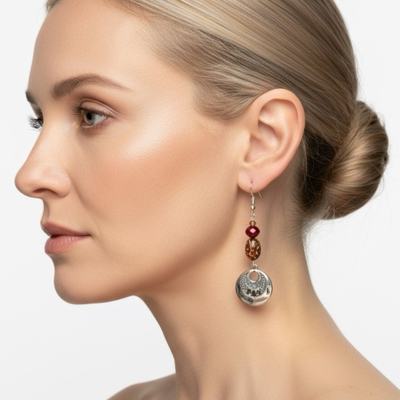 TERRA GEMMS Jewelry - TERRA GEMMS Studio Series Sterling Silver Red & Plum Earrings